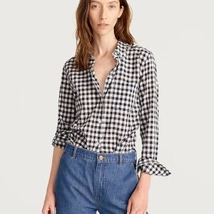 J. Crew Classic fit shirt crinkle gingham monogrammed KRO AW251 Navy 2